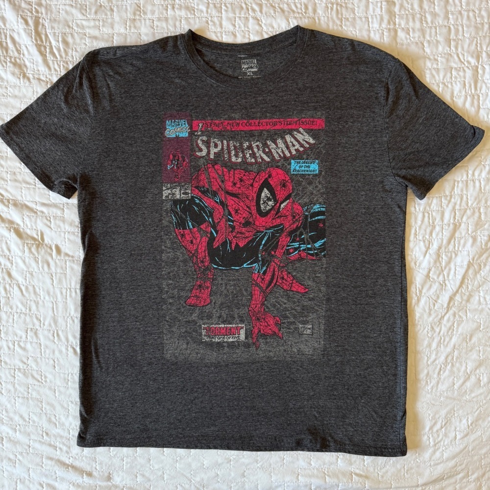 Marvel Comics Spiderman Graphic T-Shirt XL Heather Gray Collector's Item
